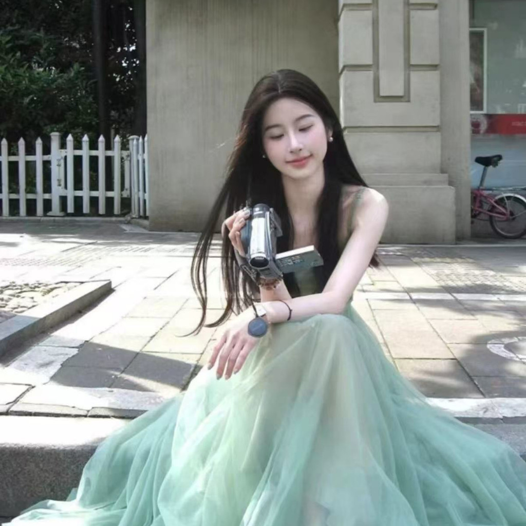 Amazing Authentic Beach Vacation Fairy Outfit บรรยากาศ Elegant Mesh Strap Outfit Flowy Super Fairy L