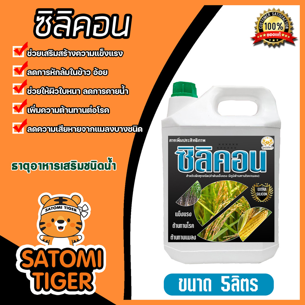ซิลิคอน ขนาด 5ลิตร ชนิดน้ำ ตราปูทอง เสริมความแข็งแรงพืช ใบหนา ลำต้นแข็ง ลดการหักล้ม เพิ่มผลผลิต