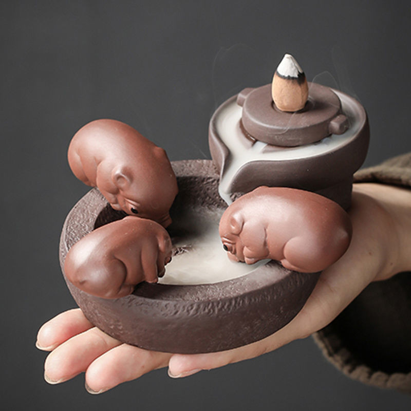 Yuxuan Zisha ชาสัตว์เลี้ยง Backflow Burner ตกแต่งหมูเครื่องดื่มน้ํา Handmade น่ารัก Mini Lucky Pie Y