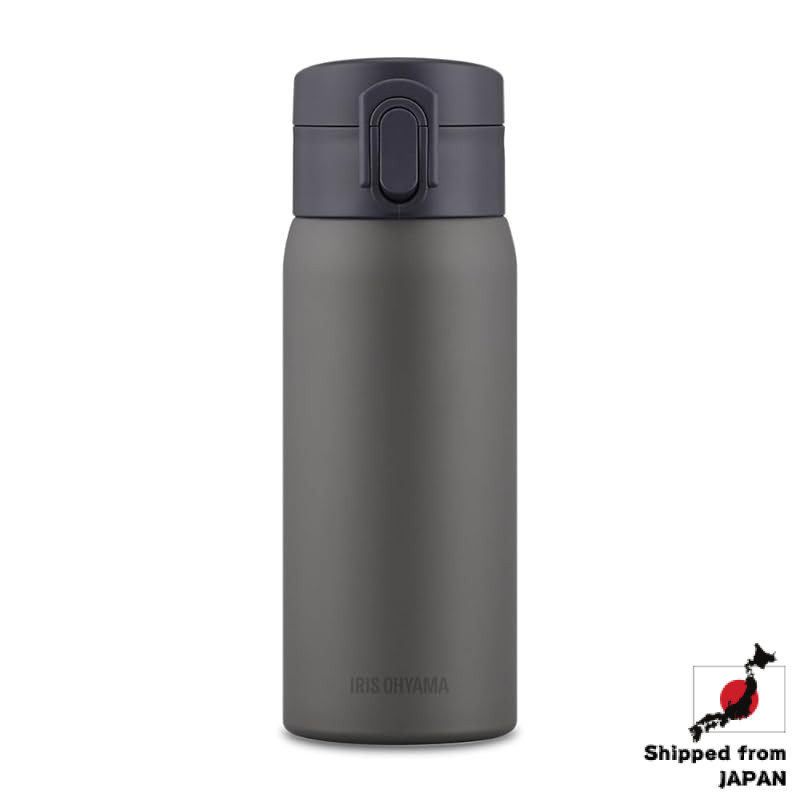 Iris Ohyama Water Bottle One-Touch 350ml Vacuum Insulation, Keeps Cold for 6 Hours, Keeps Hot Above 