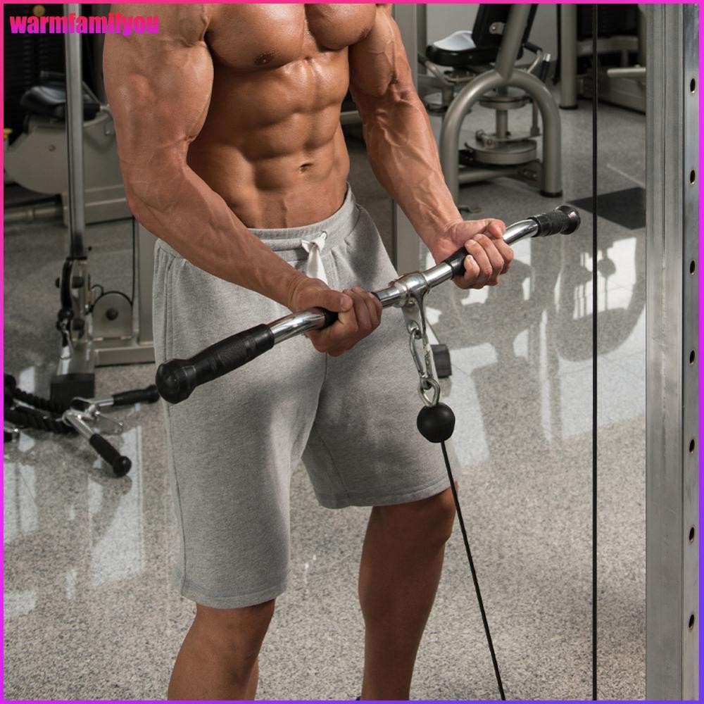 warmfamilyou Lat Pull Down Handle Non-slip Grip Gym Rowing T-bar Curl Pulldown Bar สําหรับสายเครื่อง