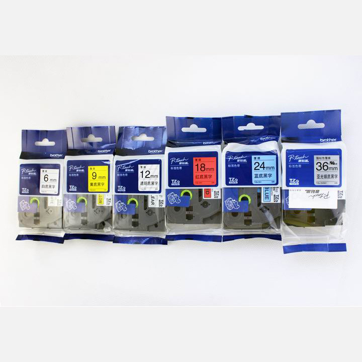 Original Brother ป้ายเครื่องริบบิ้น 36 มม.พื้นหลังสีขาวตัวอักษรสีดํา TZe-261 Fixed Asset ป้ายพิมพ์กร