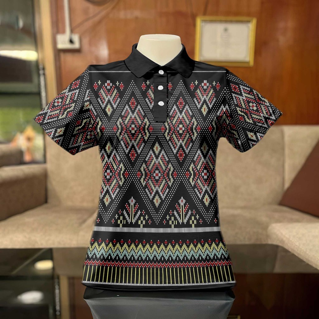 เสื้อโปโลลายชาติพันธุ์ย้อนยุคไทย สวมใส่สบาย ระบายอากาศดี เหมาะสำหรับการเล่นกีฬากลางแจ้ง และสามารถใส่ได้ทั้งชายและหญิง