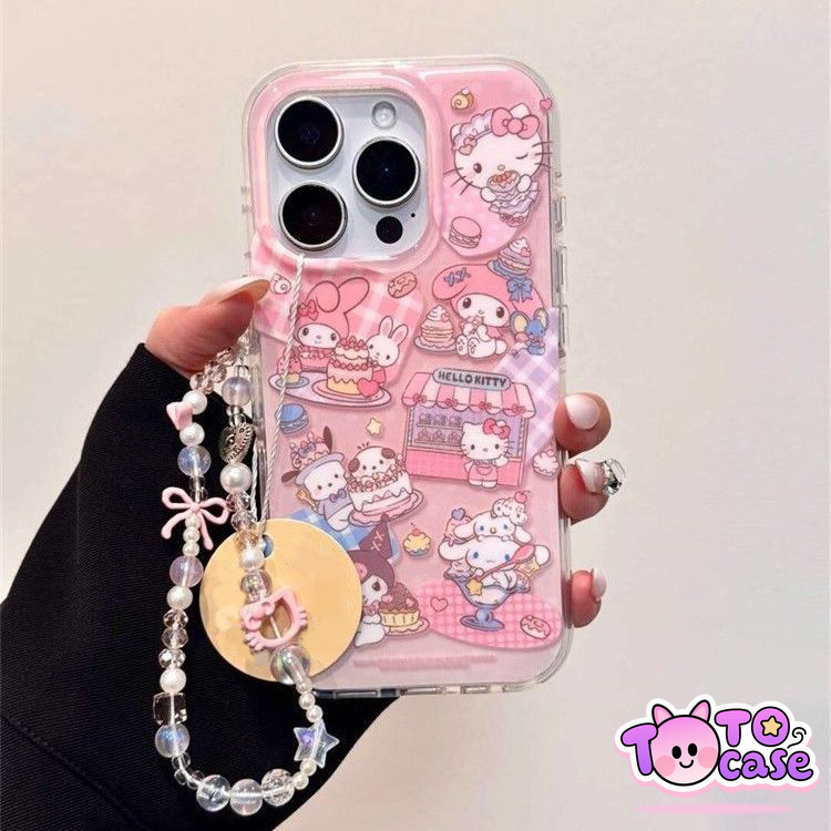 เคส Oppo A3Pro A3X A60 A5i A55 A16 A5s A38 A7 A12 A54 A58 A3s A11 A3 A17 A52 A18 A15 หวานสวัสดีคิตตี้เค้กทำนองเพลงปกใหม่
