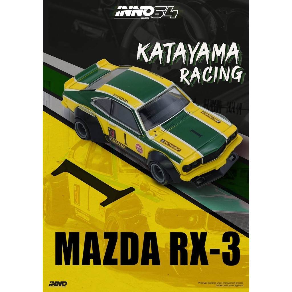 INNO64 1:64 MAZDA SAVANNA RX3 "KATAYAMA RACING" Livery IN64-RX3-KTYM