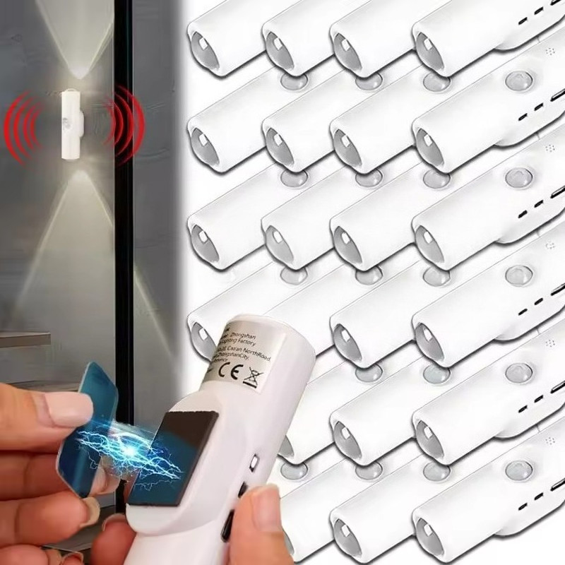 โคมไฟติดผนังตาแมวแบบ LED อัจฉริยะ Human Body Sensing - ไฟกลางคืนแม่เหล็กแบบมีกาวในตัว - การออกแบบแบบสองหัว