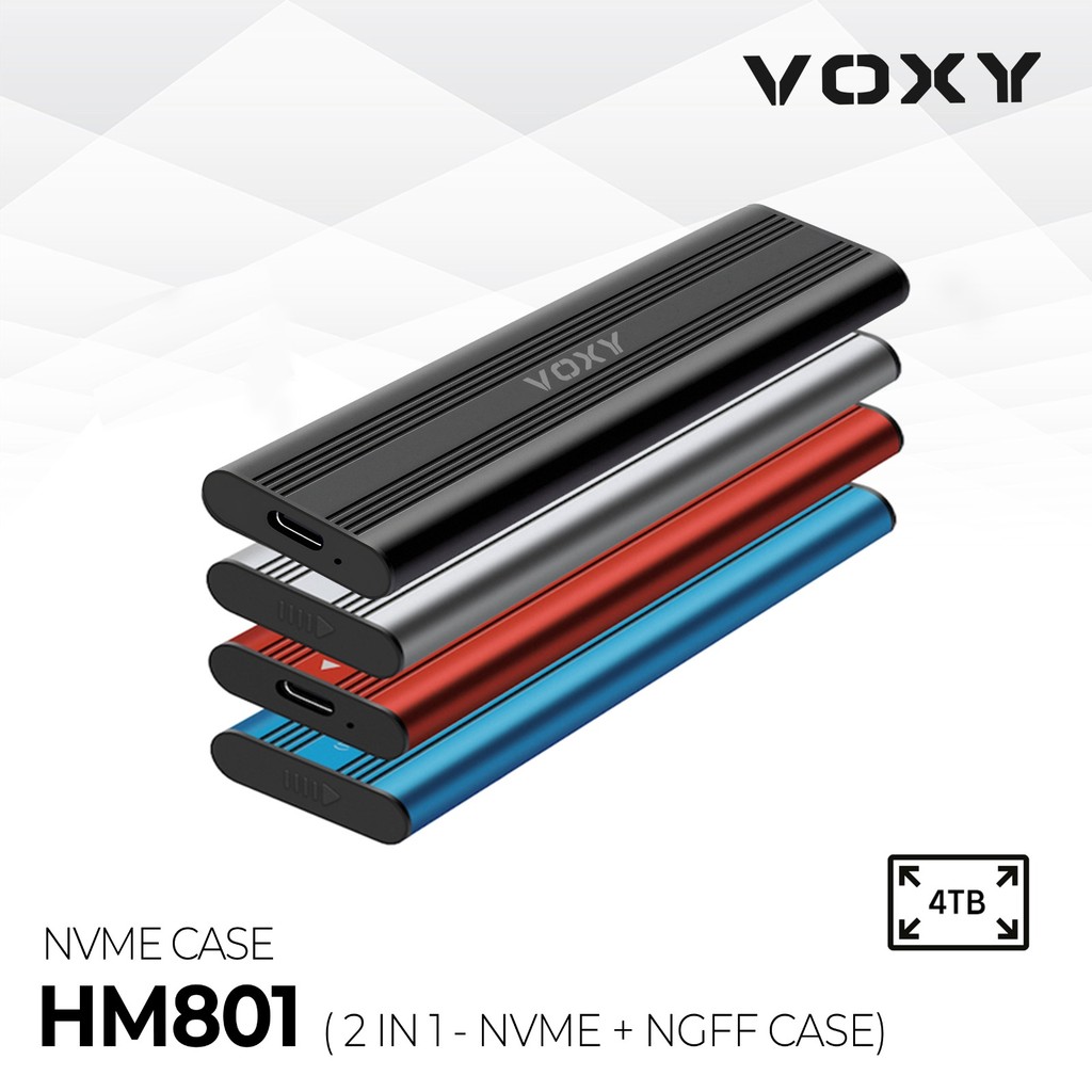 เคส เคส SSD M2 M.2 NVME Voxy USB 3.0 HM801 2in1 NVME + NGFF CASE
