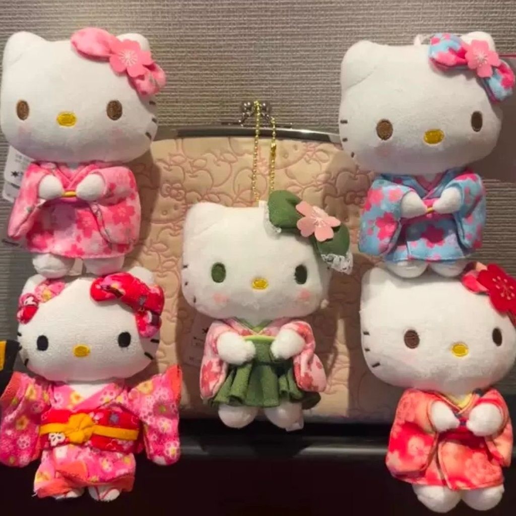 Sanrio Kimono Hello Kitty ตุ๊กตาตุ๊กตาจี้พวงกุญแจการ์ตูน Kitty Cat พวงกุญแจตุ๊กตากระเป๋าอุปกรณ์เสริมของขวัญจี้กุญแจรถ
