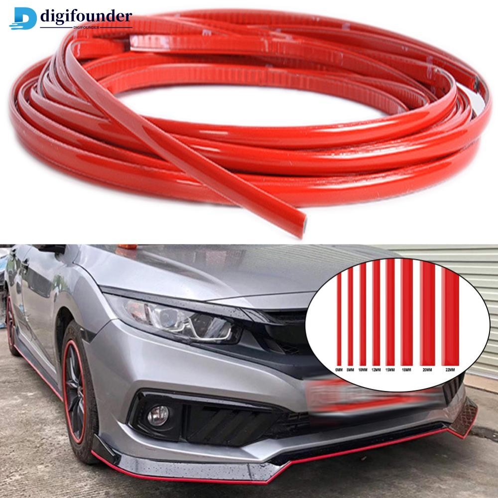 DIGIFOUNDER 3/5M รถภายนอก Chrome Body แถบป้องกันกันชนประตู Moulding จัดแต่งทรงผมสติกเกอร์สีแดง 6/8/1