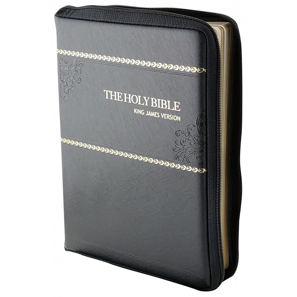 ENGLISH BIBLE KJV62PL ZIP BLACK 6"X9"
