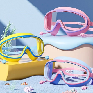 แว่นตาว่ายน้ํา กรอบใหญ่ ผู้ใหญ่ และเเด็ก พร้อมที่อุดหู แว่นต…