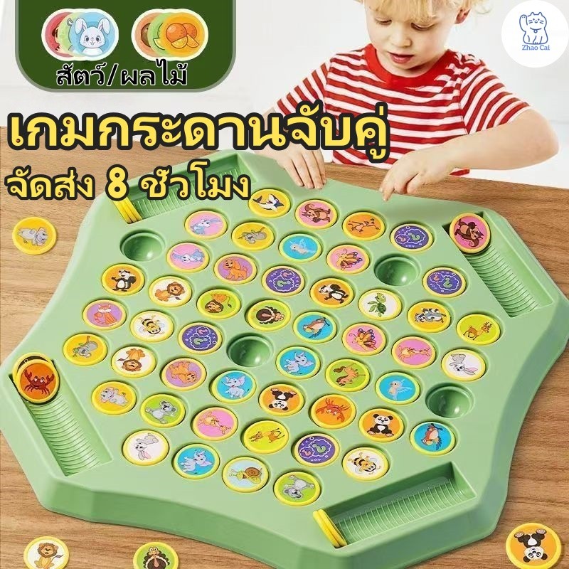 จัดส่ง 8 ชั่วโมง 🔥 เกมกระดานจับคู่ แข่งพลิกเหรียญจับคู่ หมวดสัตว์และผลไม้ ทดสอบความจำ เสริมพัฒนาการเด็ก เล่นได้ 2-4 คน