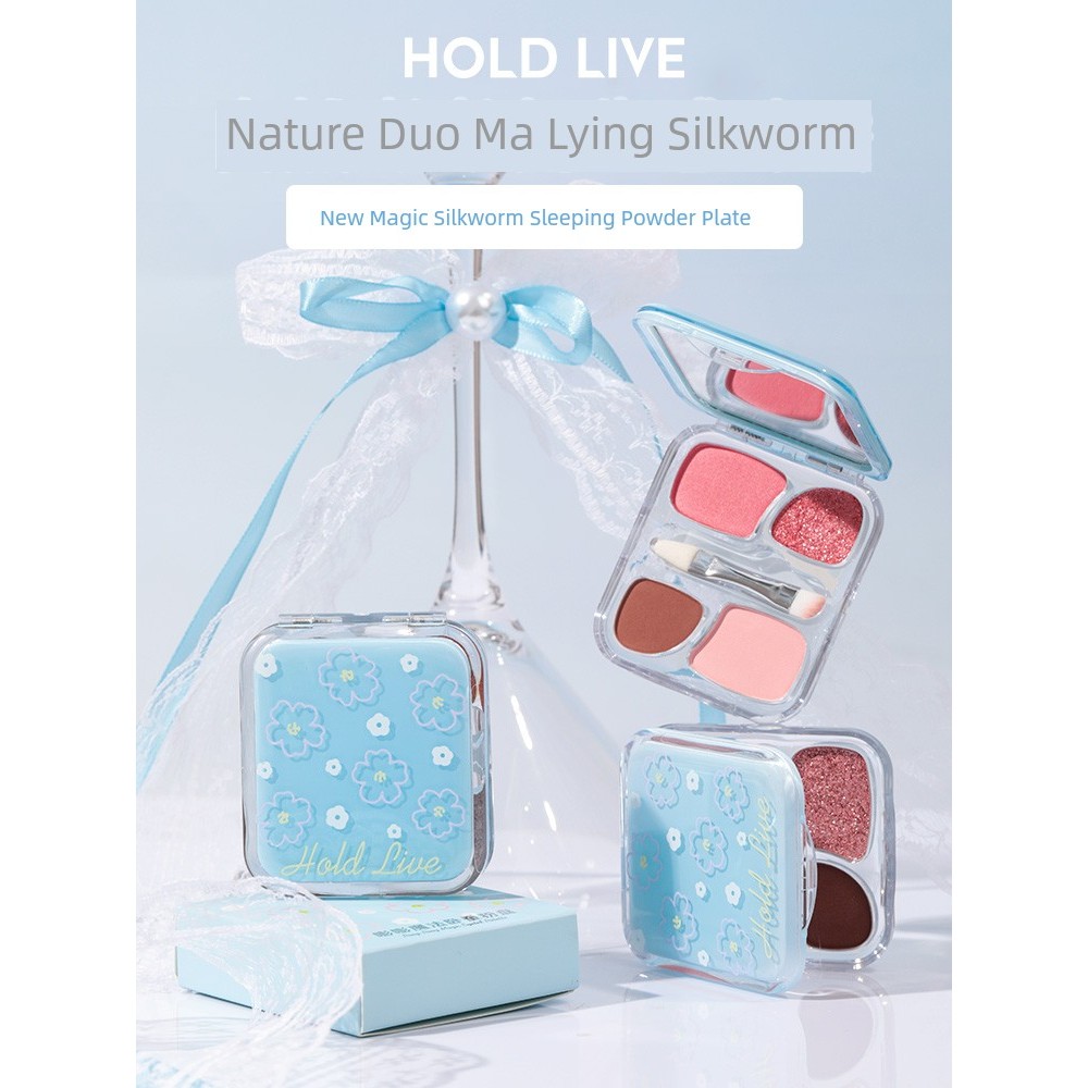 HOLD LIVE HOLD LIVE Magic Lying Silkworm Powder Palette Four-Color Small Eyeshadow ใหม่แบบพกพา Brigh