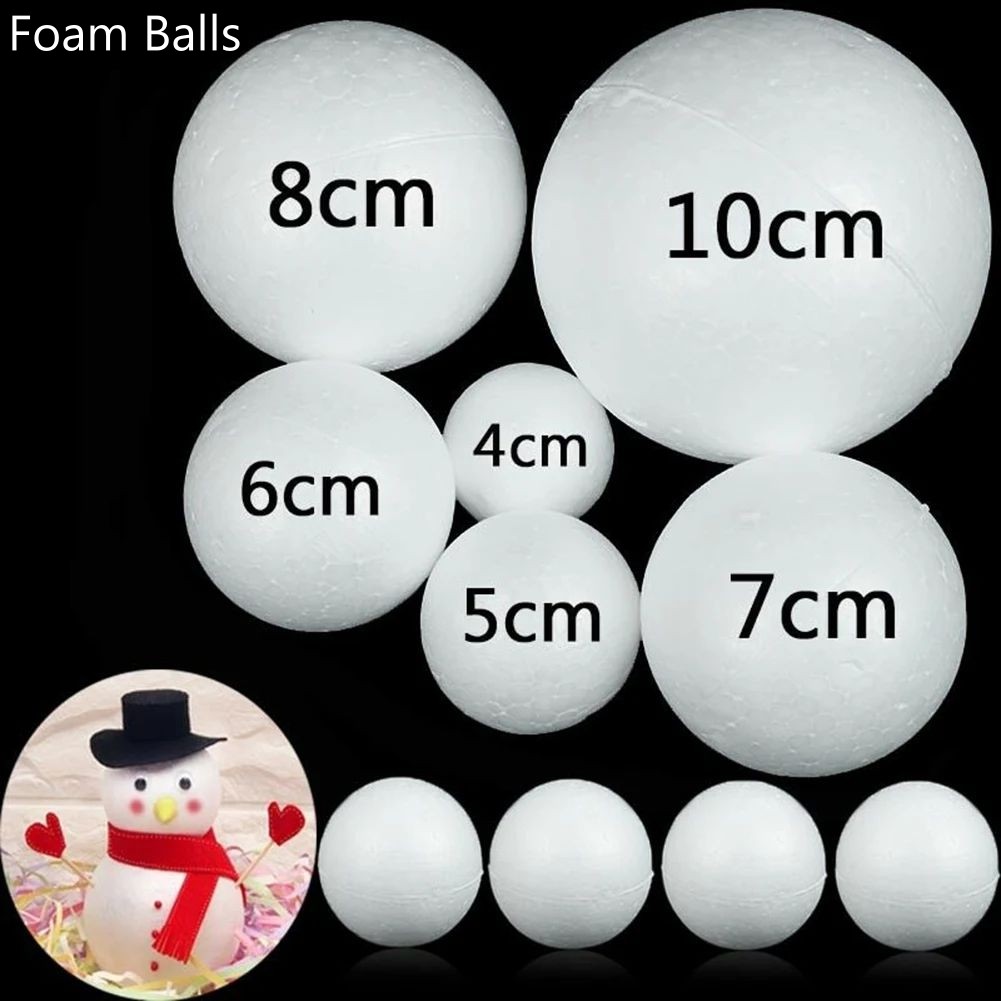 คริสต์มาสสีขาวประดิษฐ์โฟมหัตถกรรมลูกบอลรอบ Styrofoam Balls DIY งานแต่งงานเทศกาลตกแต่ง