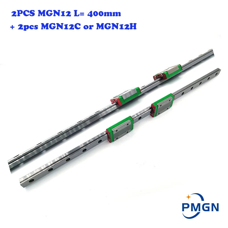คุณภาพสูง 2 ชิ้น 12 มิลลิเมตร Linear Guide MGN12 L = 400 มิลลิเมตร Linear Rail Way + 2PCS MGN12C หรื