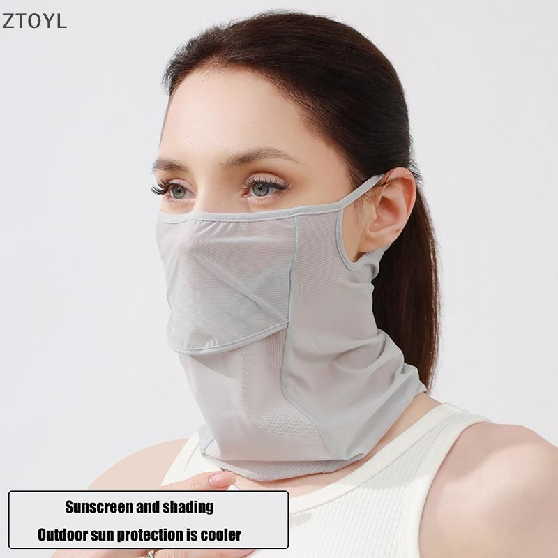 ผ้าพันคอลาย UV-proof สำหรับกิจกรรมกลางแจ้งและกีฬา ทำจากผ้าไหมน้ำแข็ง ป้องกุardsใบหน้าและคอ