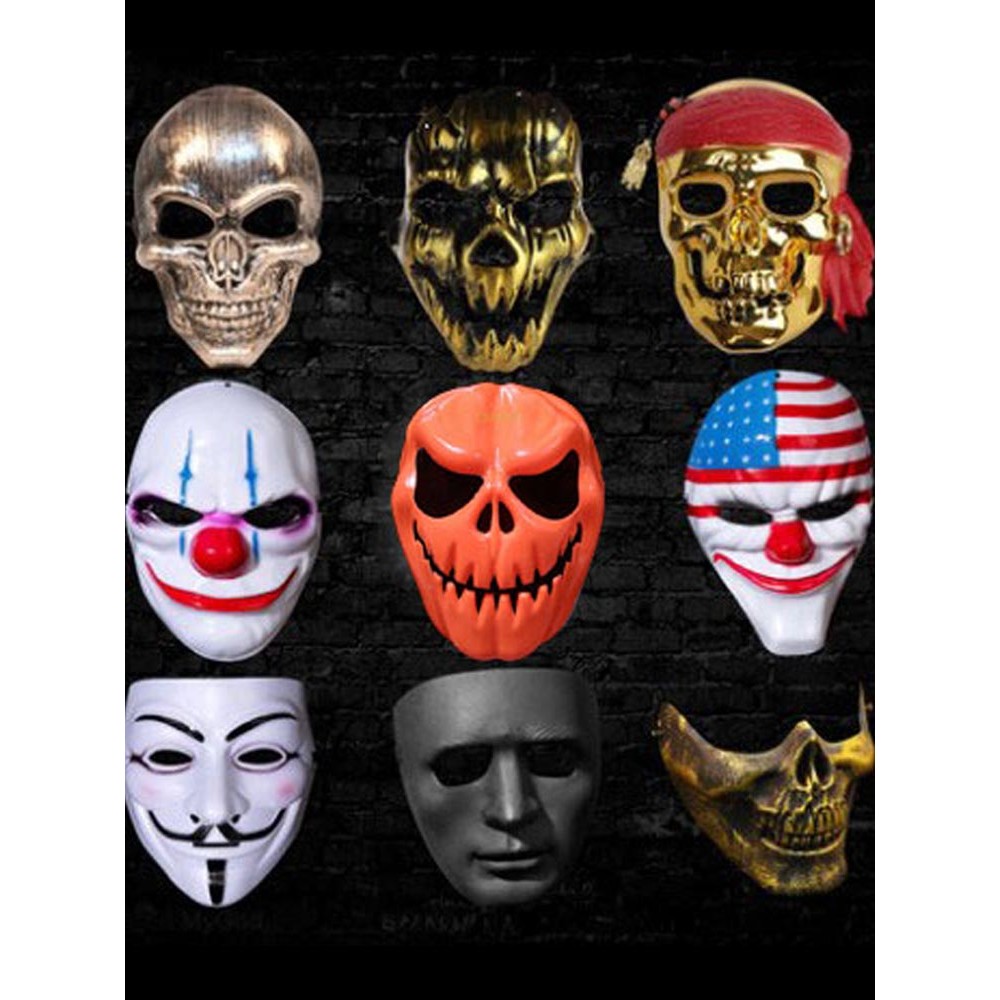 หน้ากากสนามฮาโลวีน Skull Grimace Horror Chainsaw Massacre Clown Scream หน้ากากฟักทองอะนิเมะ