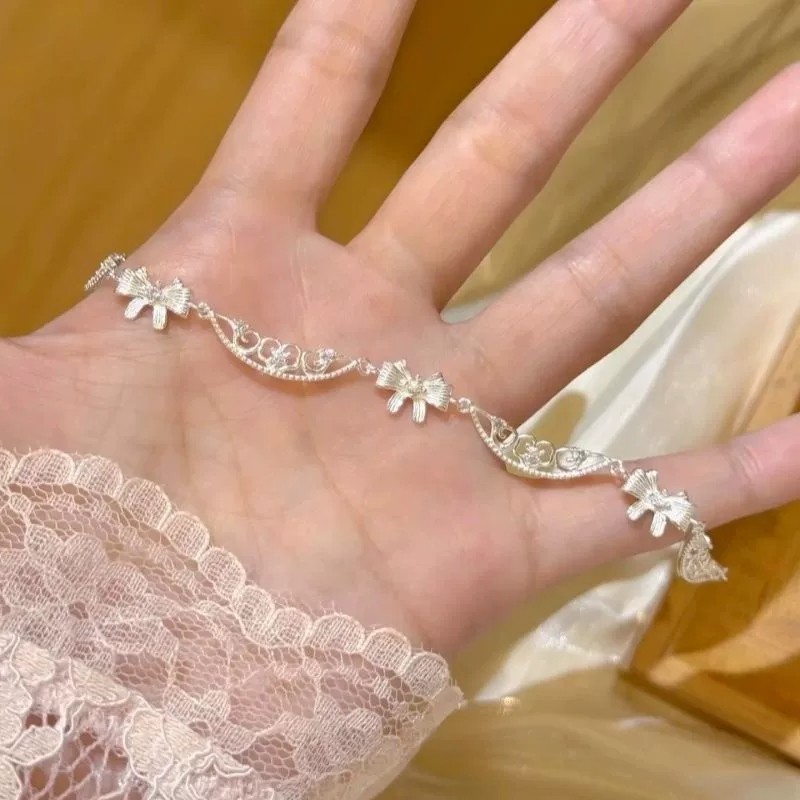 กำไลข้อมือเพทายแบบเวฟโบว์ ทำจากโลหะผสมหรูหรา สำหรับผู้หญิง