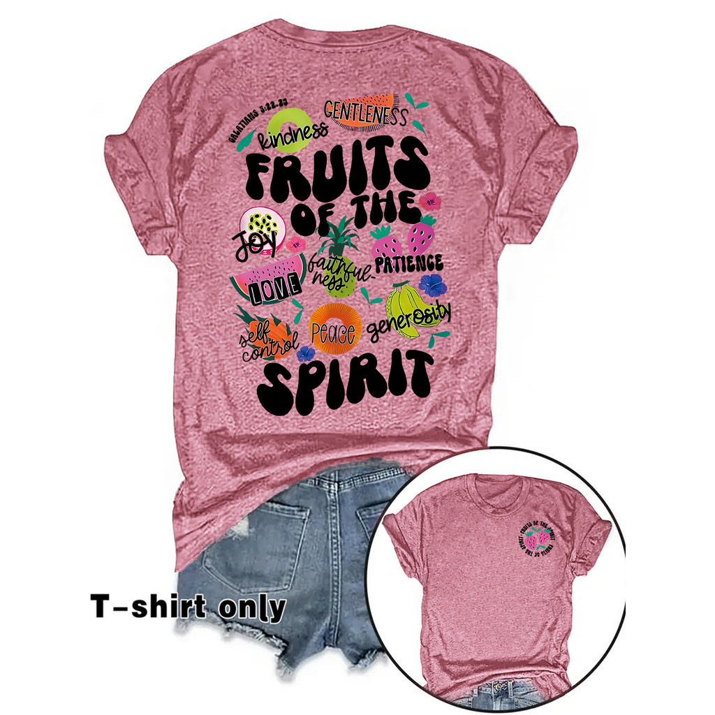 SPIRITOF2025 23THEnew ฤดูร้อนรอบคอพร้อมสต็อกยุโรปอเมริกันสไตล์ใหม่ FRUITS COD เสื้อยืดแขนสั้นสบายเสื