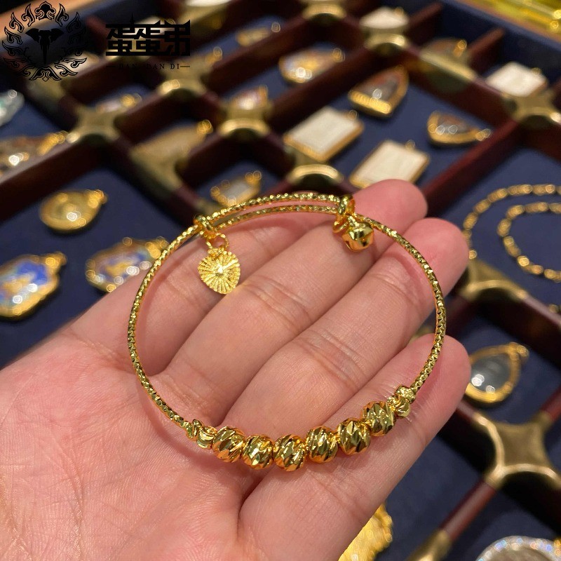 สร้อยข้อมือลูกปัดทรงกลมสีทอง ปรับไซส์ได้ เหมาะสำหรับงานแต่งงานและของขวัญ