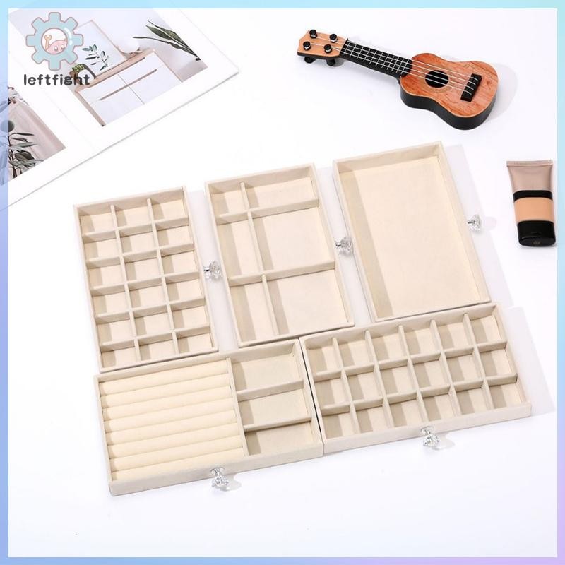 ซ้าย 1 ชิ้นความจุสูงห้าชั้นสักหลาดกล่องเครื่องประดับลิ้นชักกล่องเครื่องประดับจัดเก็บต่างหูสร้อยคอแหว