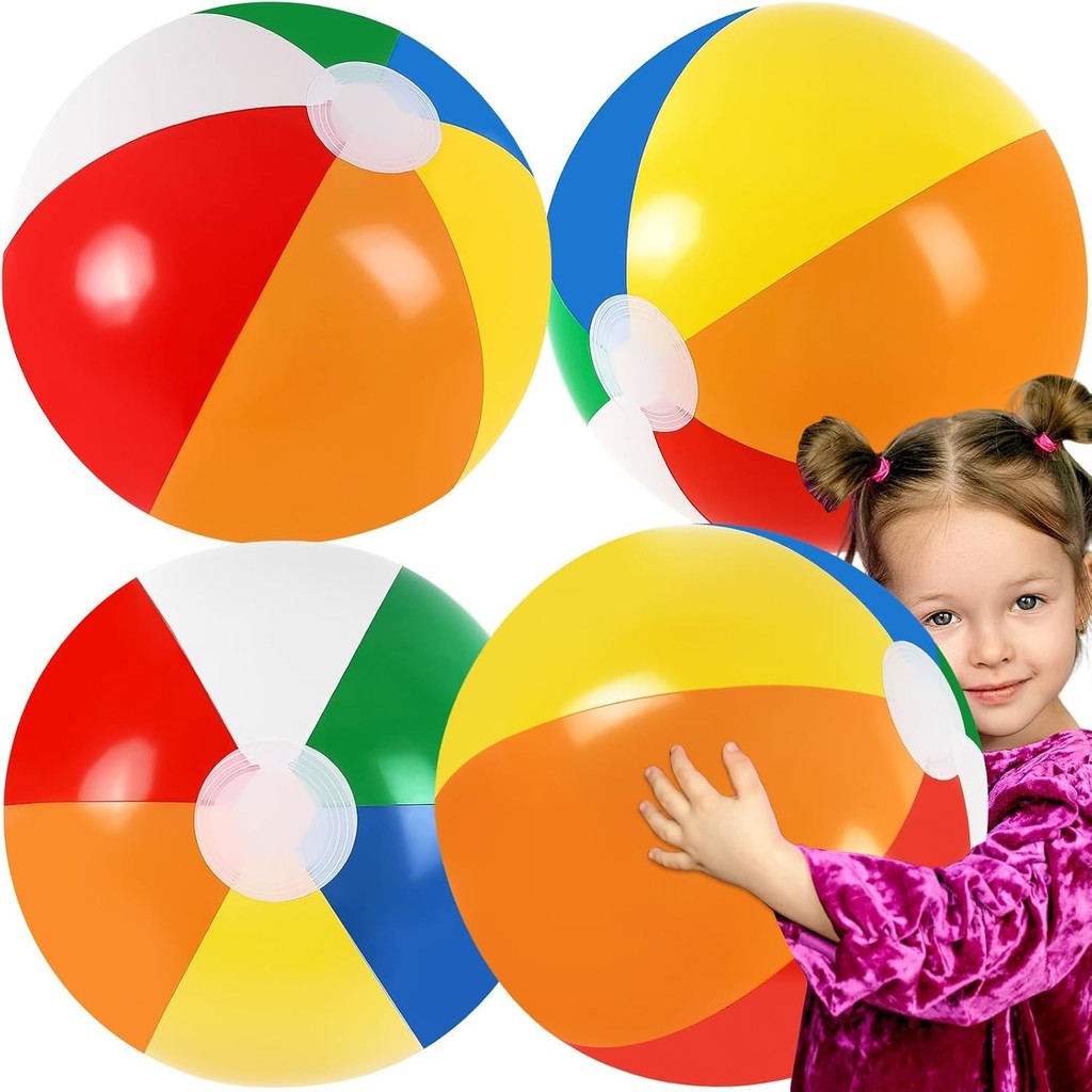 เซ็ท inflatable beach ball สำหรับปาร์ตี้ฤดูร้อน 1/3/5 pcs ออกแบบเป็นลวดลายรีบโบว์