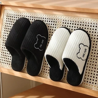SY SHOP899 รองเท้าใส่ในบ้าน รองเท้าผ้ากำมะหยี่ (ลาย BEAR ) พื้นยาง กันลื่น แนะนำเพิ่ม1ไซส์