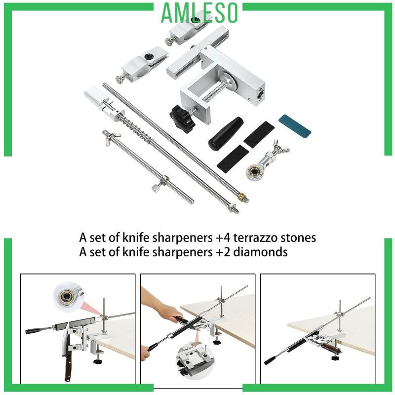 [แอมเลโซ] เครื่องลับมีดแม่นยําพร้อมหินเจียร หมุนได้ 360 องศา ชุดลับมีดโลหะ อุปกรณ์สําหรับ Honing และ