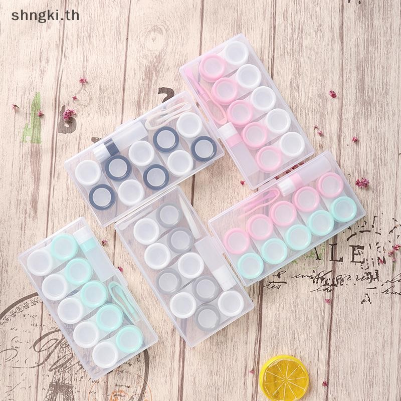 SHNGKI 5 คู่คอนแทคเลนส์กล่องเก็บเครื่องสําอางพร้อมขวดและแหนบ null