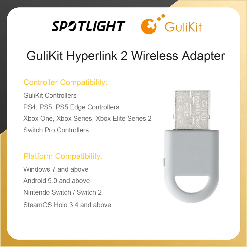 GuliKit Hyperlink 2 อะแดปเตอร์ไร้สาย PC05 Dongle สําหรับ PS5 PS4 Controller,Xbox Onekit Gamepad สําห