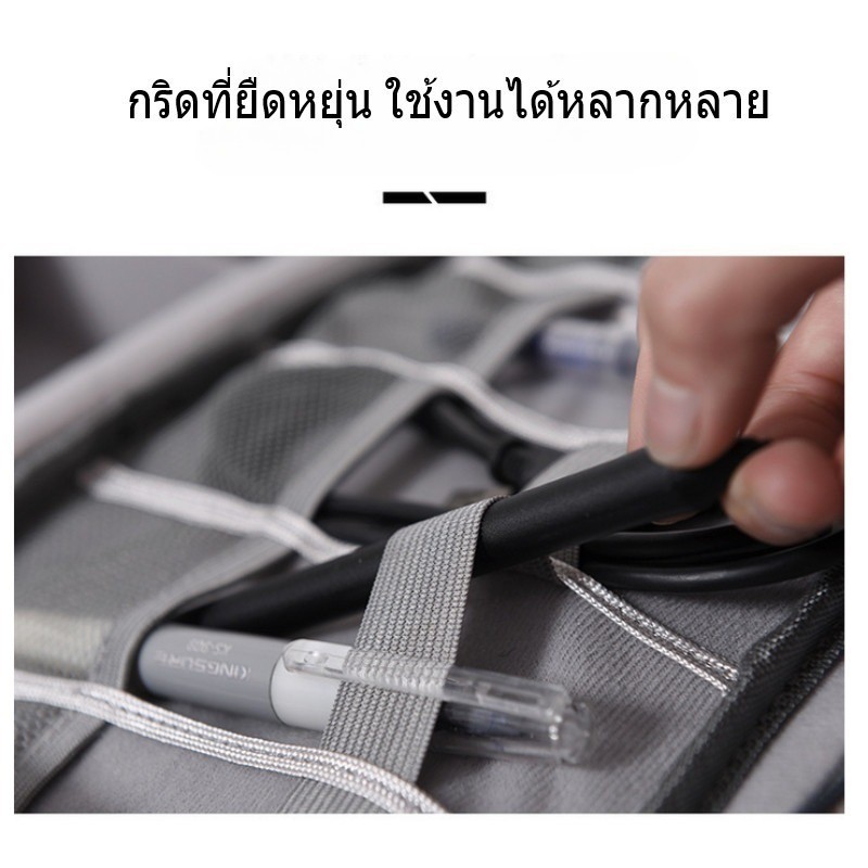 กระเป๋าจัดเก็บสายเคเบิล กระเป๋าจัดเก็บข้อมูล แบบพกพา USB หูฟัง ความจุขนาดใหญ่ กระเป๋าผ้า แข็งแรงทนทาน พร้อมส่ง - รูปที่ 3
