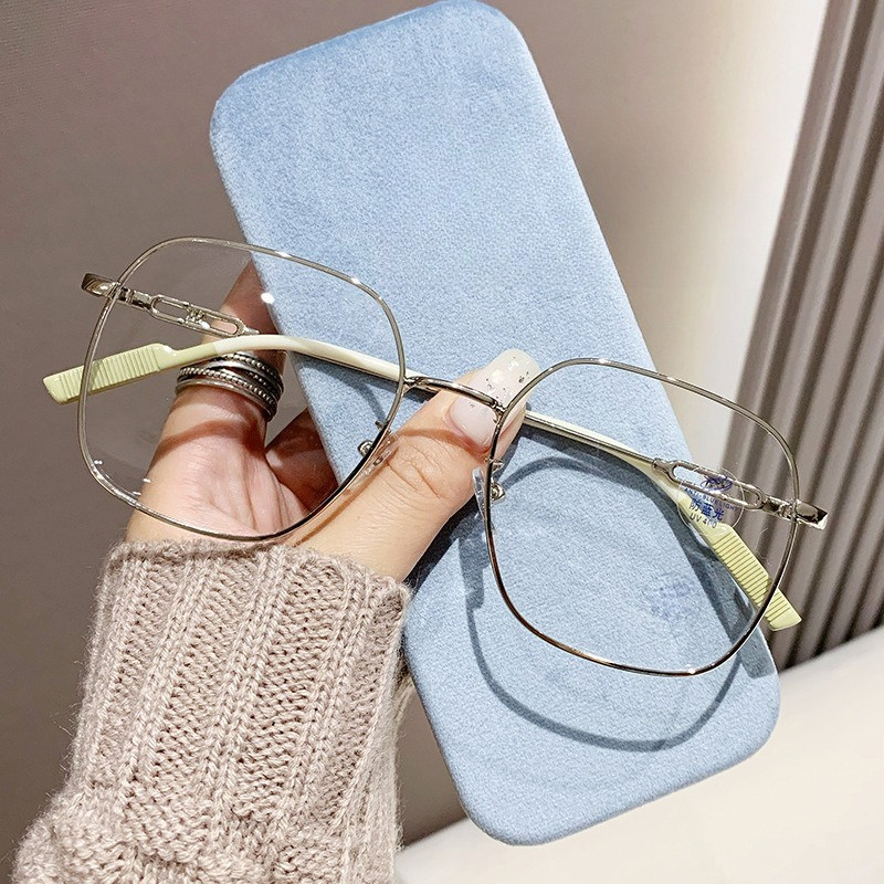 (แว่นตา + กล่องแว่น)แว่นตากรองแสงสีฟ้าสไตล์เรโทร -0.75°~-4。25° กรอบกลมใหญ่ สไตล์เกาหลี แว่นตากรองแสงสีฟ้า สำหรับผู้ชายและผู้หญิง 1144 - รูปที่ 3