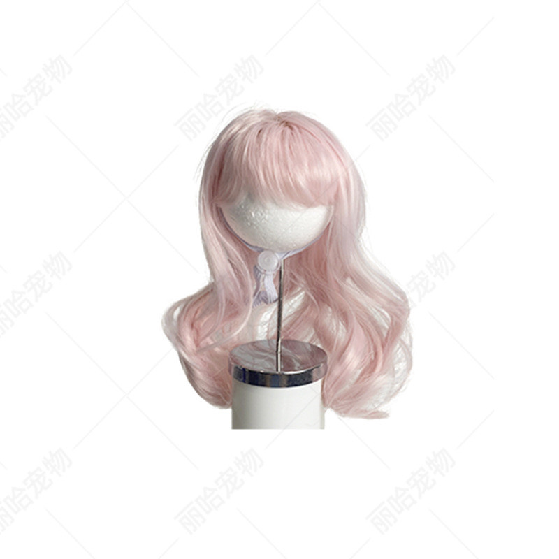 ผมปลอมสัตว์เลี้ยงแบบใหม่สีชมพูและสีน้ําตาลใส่ได้ทั้งแมวและสุนัขมีหน้าม้าน่ารักคลื่นใหญ่ วิกตุ๊กตา ราคา ถูกที่สุด ดีลบีเคเค แกลเลอรีภาพที่ 5