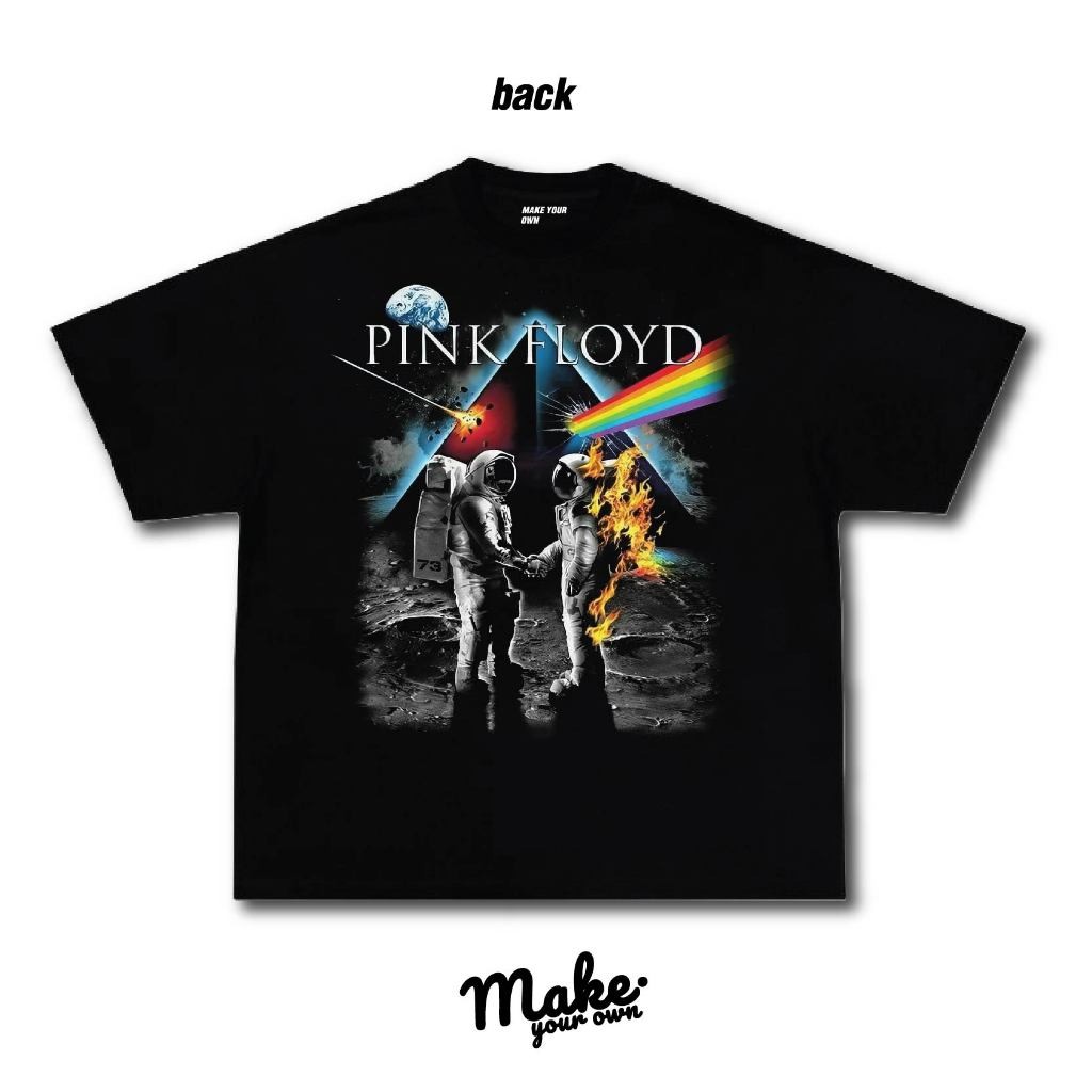 (MAKEYOUROWN) เสื้อ PINK FLOYD คอชิด วินเทจ COTTON OVERSIZE  สกรีนแบบ DTG ดีที่สุดในตลาด