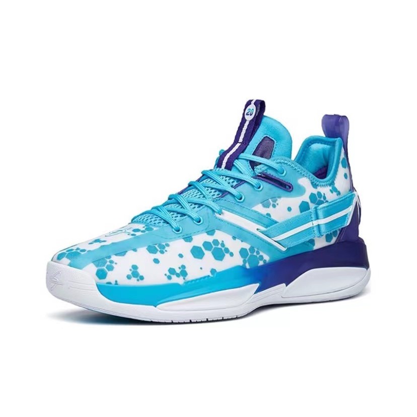 Anta Haiwade GH3 เทคโนโลยีไนโตรเจนรองเท้าบาสเก็ตบอลต่อสู้จริงสีขาวสีฟ้าสีม่วง Wasp
