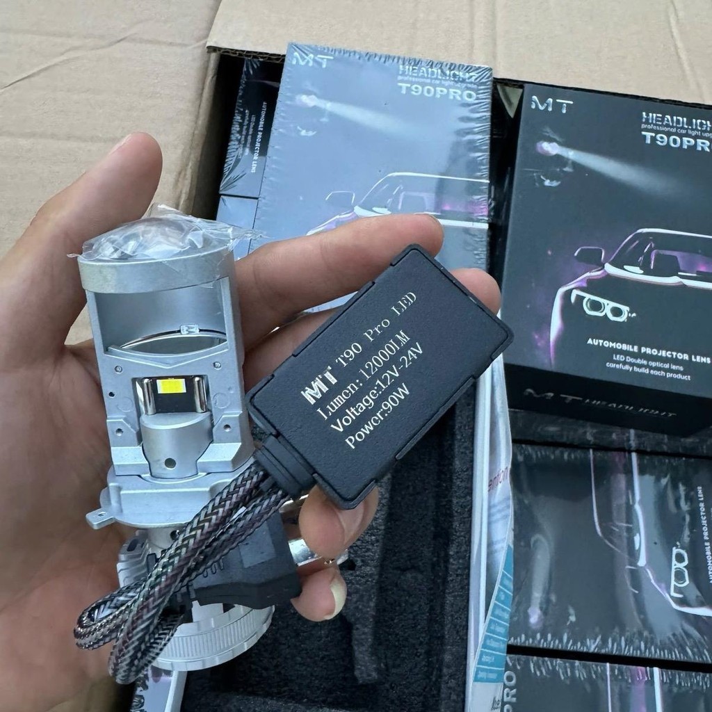 T90 Pro ใหม่ 2024 H4 90w ไฟหน้า Led ทรงกลม Bi-S ตัดขอบแสงสีขาว
