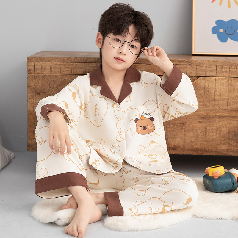 ชุดนอนเด็กวัยหัดเดิน ดีไซน์การ์ตูนน่ารัก ประกอบด้วยเสื้อคาร์ดิแกนแขนยาวและกางเกง - รูปที่ 3