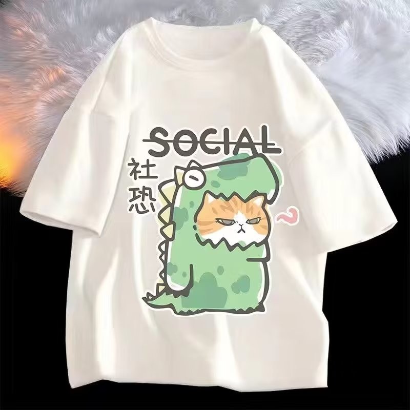 COD 2025 Social Anxiety Society Short Sleeve T-Shirt Unisex Half Sleeve Tee Trendy Cartoon Couple Lo