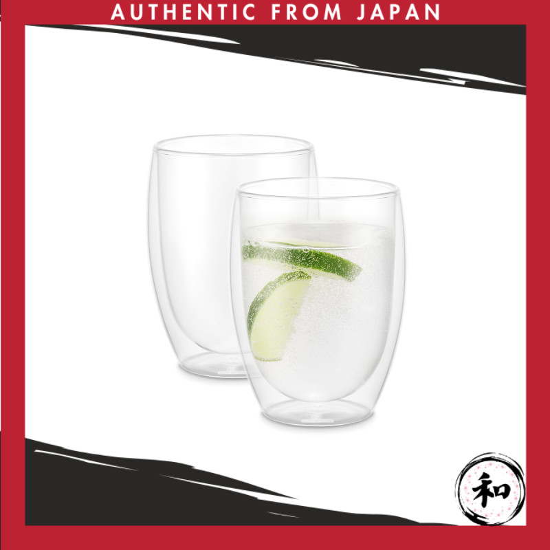 BODUM Glass Cup Tumbler PAVINA Double Wall Glass 350ml Set of 2 Insulation and Cooling Double Struct