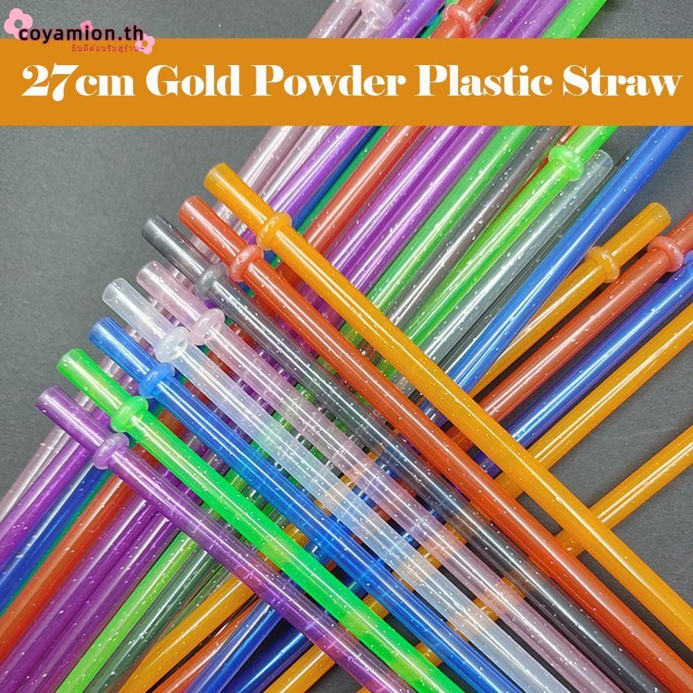 COYAMION 1PC ผงทองหลอดพลาสติก,แบบพกพาReusable Glitterฟาง,พร้อมแปรงทําความสะอาดรถถ้วยฟางถ้วยอุปกรณ์เส