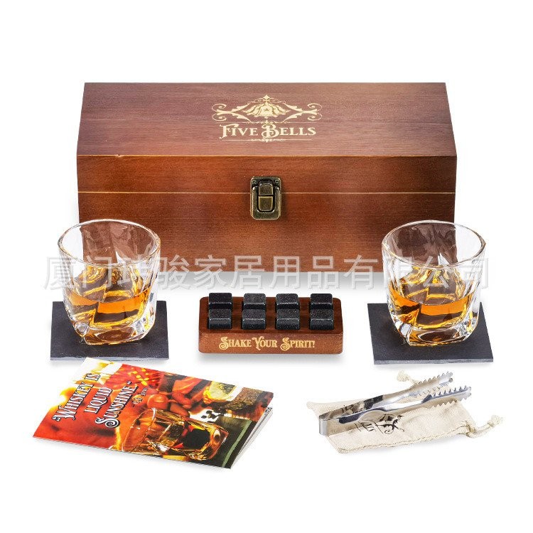 Spirits วิสกี้กล่องไม้ Ice Tartar หิน High-End แก้วหรูหราแก้วไวน์ Ice Tartar ชุดของขวัญกล่อง MV0V