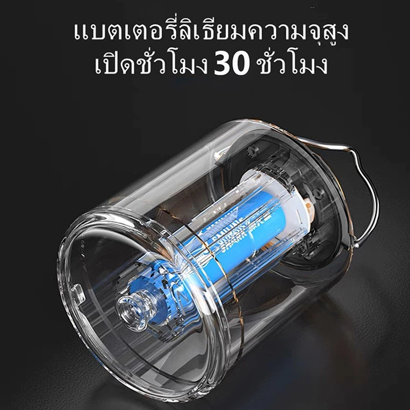ไฟตะเกียงแค้มปิ้งไฟแคมป์ปิ้ง30ชั่วโมง พร้อมเสาแขวนตะเกียง ย้อนยุค5000mAh ไฟ5โหมด โคมไฟLED แบบพกพาType-Cกันน้ำชาร์จไฟได้ thumbnail 8