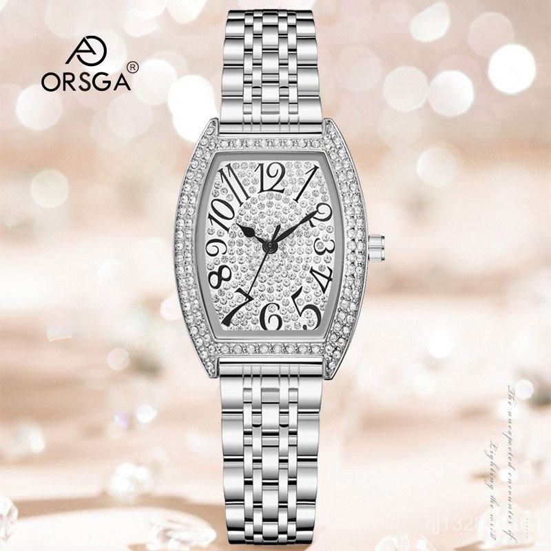 นาฬิกาข้อมือ นาฬิกา Cross-Border หรูหรา Gypsophila แฟชั่นประณีต Wine Barrel เพชรเต็มภาษาอังกฤษ ORSGA