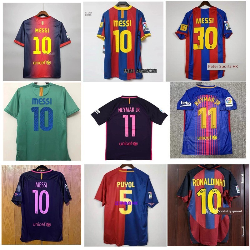 เสื้อ f1 warrix official store เสื้อฟุตบอลวินเทจเสื้อฟุตบอล Classic Barcelona เอ็มessi Neymar Puyol 