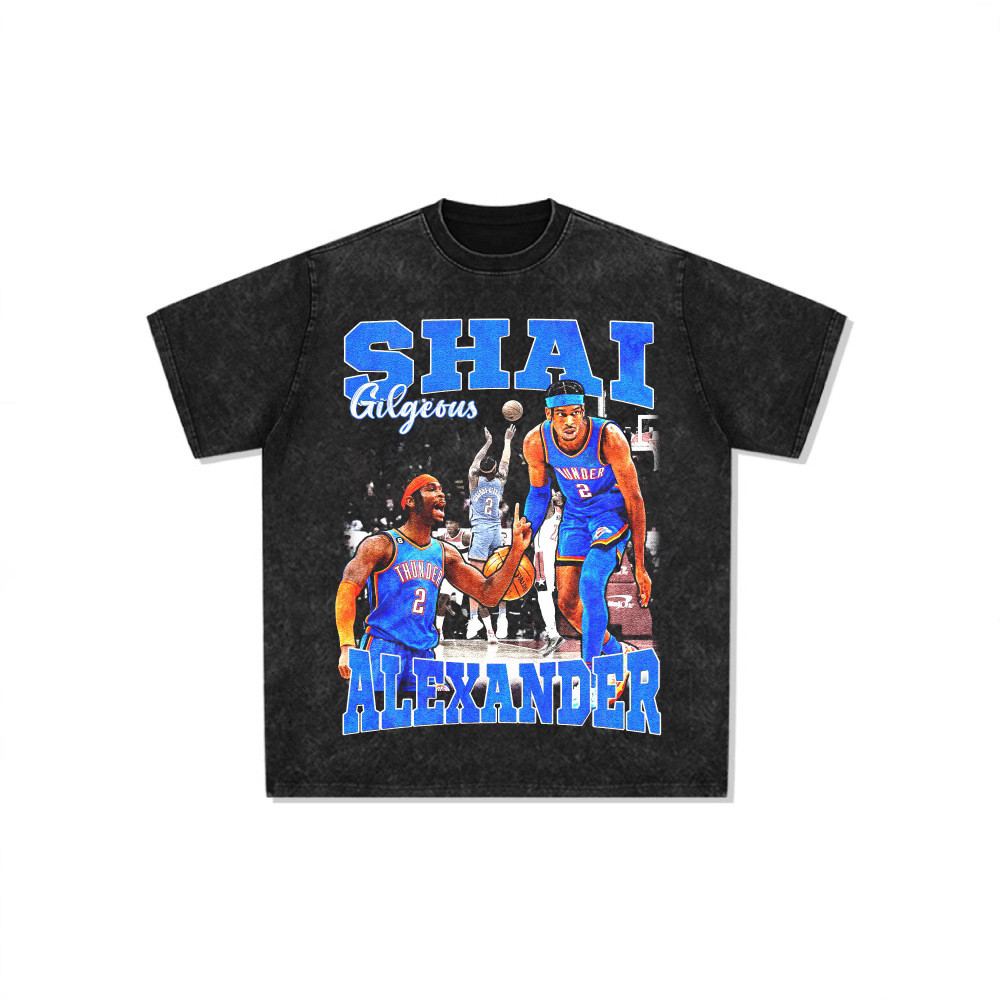 เสื้อยืด Alexander SGA พิมพ์ลายย้อนยุค คอโล่ง สไตล์ชิลๆ