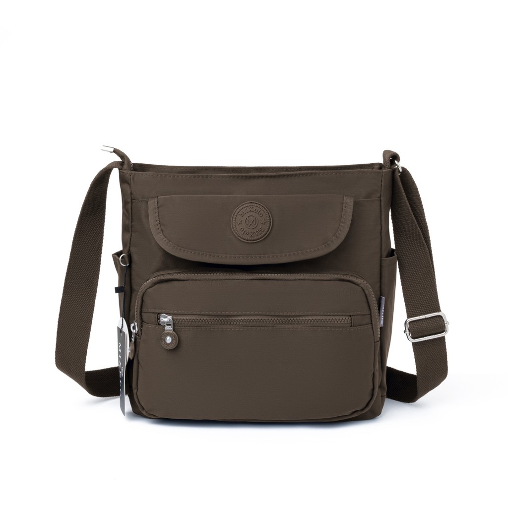 Zoey Sling bag Mixelo Womens Nylon Sling bag กระเป๋าทํางานกันน้ําน้ําหนักเบาสําหรับวิทยาลัยและการเดิ