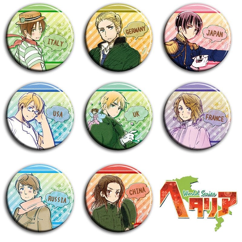 -badge Hetalia Axis Powers ขนาด 58 มม., อุปกรณ์ประดับแบบสองมิติ-