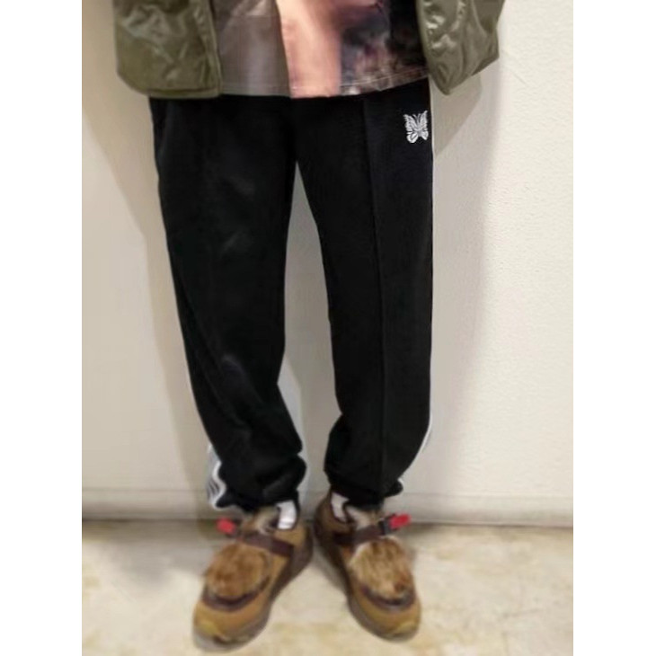 NEEDLES TRACK ปักซิปกางเกง Drawstring ผู้ชายผู้หญิงญี่ปุ่น Niche กีฬากางเกงลําลอง