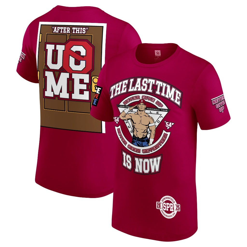 WWE John Cena 2025 Springfield Farewell Tour เสื้อยืดผ้าฝ้ายแท้ คอกลมแขนสั้น ออกแบบมาในสไตล์การต่อสู้ สไตล์ยูนisex