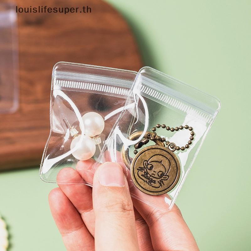 LLS 100 ชิ้นเครื่องประดับกระเป๋ากระเป๋าใส PVC Anti-Oxidation ต่างหูจี้สร้อยคอสร้อยข้อมือผู้ถือกระเป๋